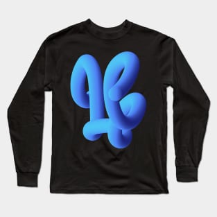 Fluid geometric blue abstract shape worm Long Sleeve T-Shirt